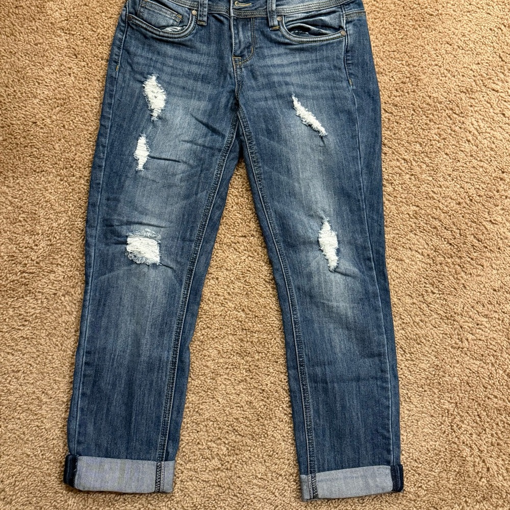 Dollhouse Dark Blue Ripped Cropped Jeans